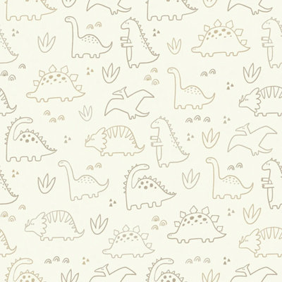 I Love Wallpaper Dinky Dinos Wallpaper In Coffee And Cream from B&Q