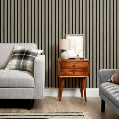 I Love Wallpaper Contemporary Wood Slat Weathered Oak from B&Q