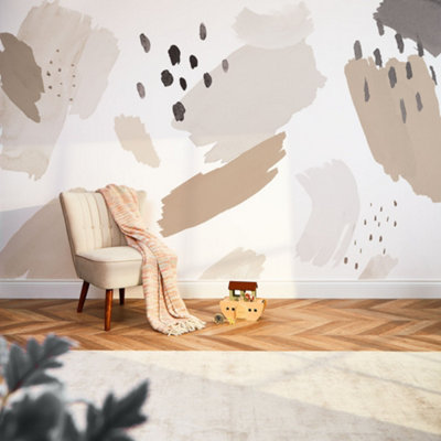 I Love Wallpaper Painters Palette Mural In Charcoal And Stone And White (350Cm X 240Cm) from B&Q