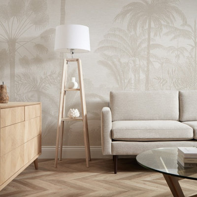 I Love Wallpaper Etched Palms Mural Wallpaper In Neutral (350Cm X 240Cm) from B&Q