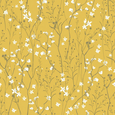 I Love Wallpaper Summer Meadow Wallpaper In Mustard from B&Q