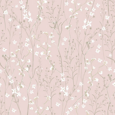 I Love Wallpaper Summer Meadow Wallpaper In Pink from B&Q