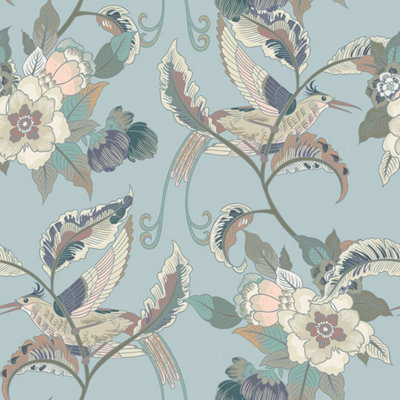 I Love Wallpaper Beautiful Birds Wallpaper In Duck Egg from B&Q