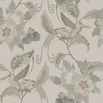 I Love Wallpaper Beautiful Birds Wallpaper In Warm Neutrals from B&Q