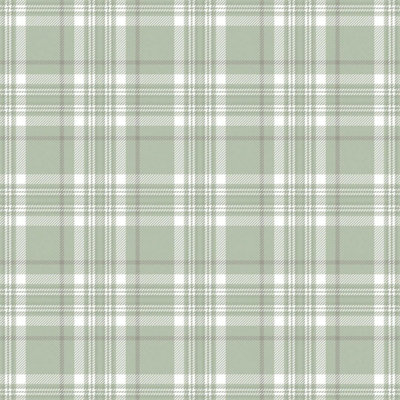 I Love Wallpaper Traditional Check Wallpaper In Sage Green from B&Q