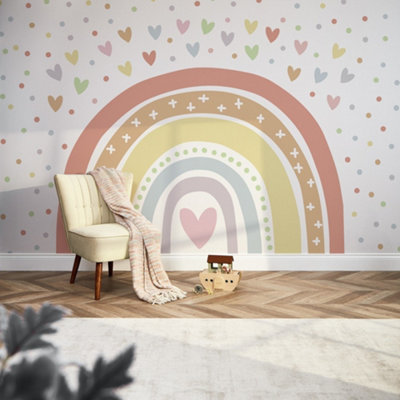 I Love Wallpaper Over The Rainbow Mural In Rainbow Pastels (350Cm X 240Cm) from B&Q