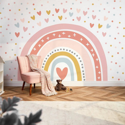 I Love Wallpaper Over The Rainbow Mural In PinkOchre And Blue from B&Q