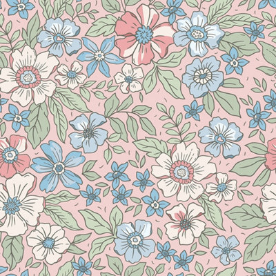 I Love Wallpaper Gorgeous Gardenia Wallpaper In Soft Blue And Sage On Soft Pink from B&Q
