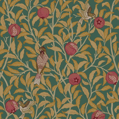 I Love Wallpaper Beauty Of Nature Wallpaper In Bottle Green And Mustard from B&Q