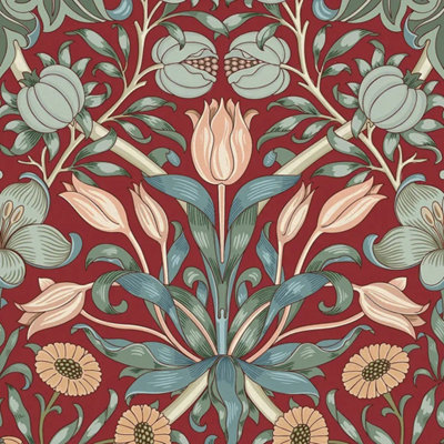 I Love Wallpaper Pomegranate Grove Wallpaper In Rich Red from B&Q