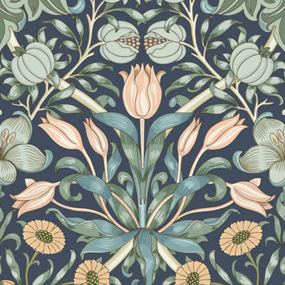I Love Wallpaper Pomegranate Grove Wallpaper In Navy from B&Q