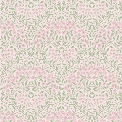 I Love Wallpaper Vintage Daisy Wallpaper In Soft Pink And Sage from B&Q