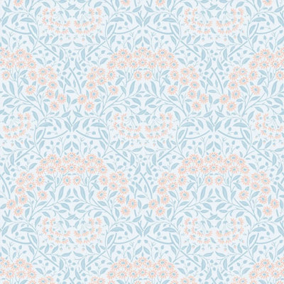 I Love Wallpaper Vintage Daisy Wallpaper In Soft Blue And Peach from B&Q