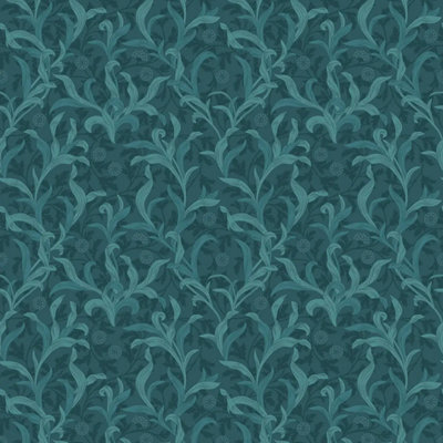 I Love Wallpaper Antique Leaf Wallpaper In Teal from B&Q