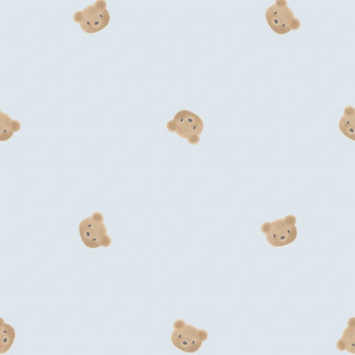 I Love Wallpaper Cozy Bear Wallpaper In Soft Blue from B&Q