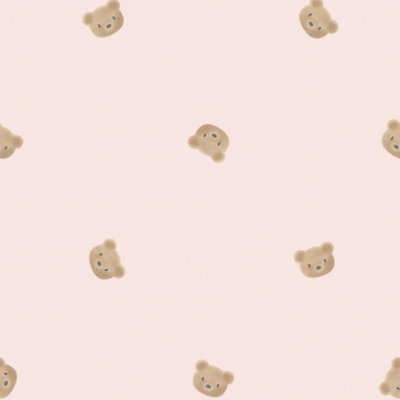 I Love Wallpaper Cozy Bear Wallpaper In Soft Pink from B&Q