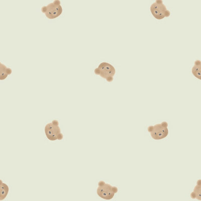 I Love Wallpaper Cozy Bear Wallpaper In Soft Sage from B&Q