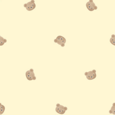 I Love Wallpaper Cozy Bear Wallpaper In Lemon Yellow from B&Q