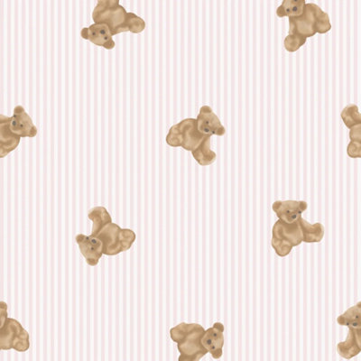 I Love Wallpaper The Bear Wallpaper In Soft Pink from B&Q