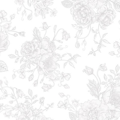 I Love Wallpaper Romantic Roses Wallpaper In Grey On White from B&Q