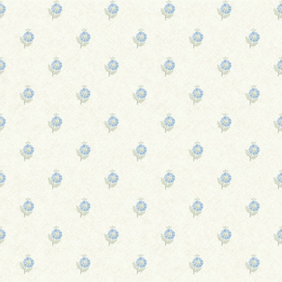 I Love Wallpaper Ditsy Posy Wallpaper In Blue And Sage On Cream from B&Q