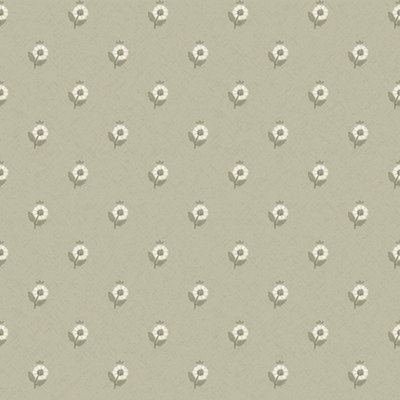 I Love Wallpaper Ditsy Posy Wallpaper In Cream On Organic Green from B&Q
