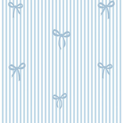 I Love Wallpaper Delicate Bows On Pinstripe Wallpaper In Blue from B&Q