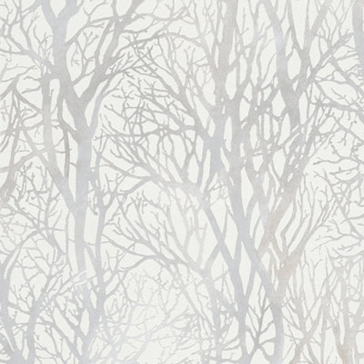 I Love Wallpaper Woodland Shadow Wallpaper In Grey from B&Q