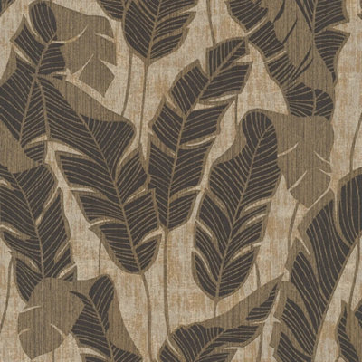 I Love Wallpaper Midnight Leaves Wallpaper In Brown On Beige from B&Q