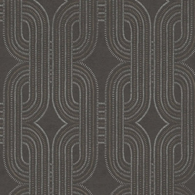 I Love Wallpaper Woven Deco Wallpaper In Charcoal from B&Q