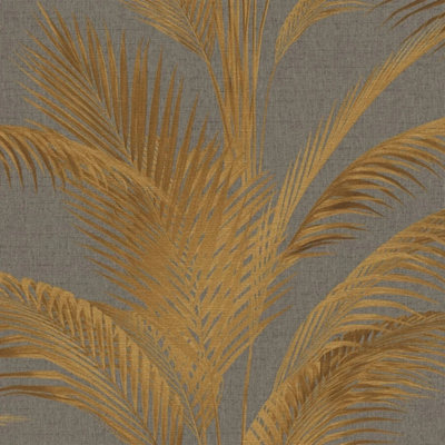 I Love Wallpaper Metallic Palms Wallpaper In Gold from B&Q