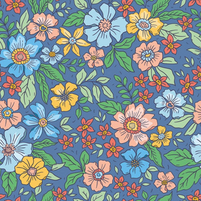 I Love Wallpaper Gorgeous Gardenia Wallpaper In Blue from B&Q