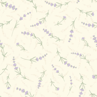 I Love Wallpaper Lavender Cascade Wallpaper In Cream from B&Q