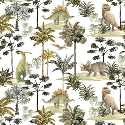 I Love Wallpaper Dino Adventures Wallpaper In Earthy Tones from B&Q