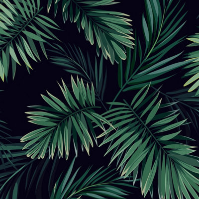 I Love Wallpaper Midnight Tropics Wallpaper In Navy And Green from B&Q
