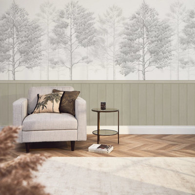 I Love Wallpaper Woodland Whisper Panel Wallpaper In Taupe from B&Q