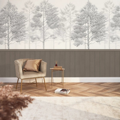 I Love Wallpaper Woodland Whisper Panel Wallpaper In Mocha from B&Q