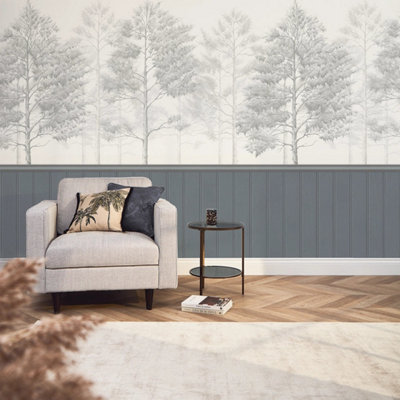 I Love Wallpaper Woodland Whisper Panel Wallpaper In Slate from B&Q