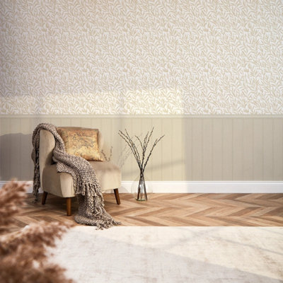 I Love Wallpaper Willow Leaf Panel Wallpaper In Natural With Natural Panel from B&Q