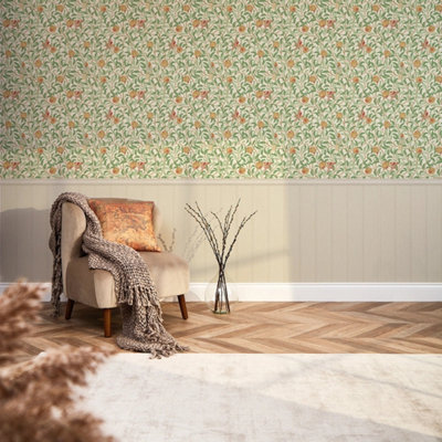 I Love Wallpaper Beauty Of Nature Panel Wallpaper In Sage Green On Cream With Cream Panel from B&Q