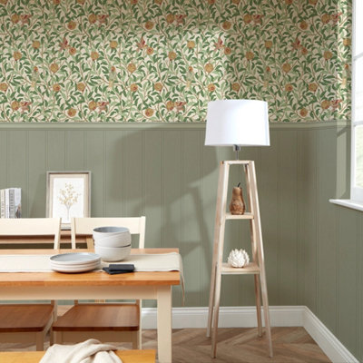 I Love Wallpaper Beauty Of Nature Panel Wallpaper In Sage Green On Cream With Sage Green Panel from B&Q