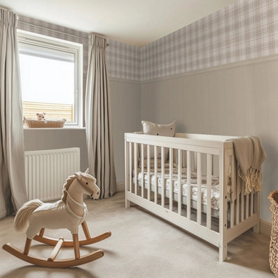 I Love Wallpaper Traditional Check Panel Wallpaper In Cream And Butterscotch With Light Butterscotch Panel from B&Q