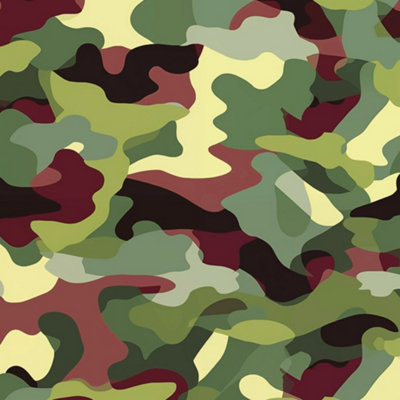 I Love Wallpaper Camouflage Wallpaper In Woodland Multicoloured from B&Q