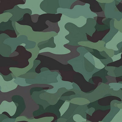 I Love Wallpaper Camouflage Wallpaper In Woodland Green from B&Q