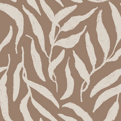 I Love Wallpaper Olive Leaf Wallpaper In Mocha from B&Q