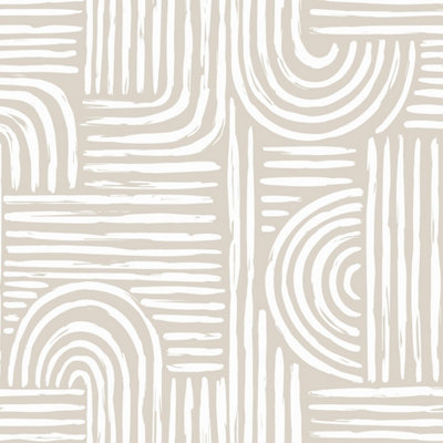 I Love Wallpaper Raffia Curves Wallpaper In Almond Latte from B&Q