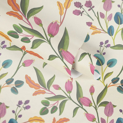 I Love Wallpaper Meadow Muse Wallpaper In Cream from B&Q