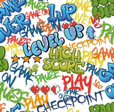 I Love Wallpaper Graffiti Gamer Wallpaper In Multicoloured On White from B&Q
