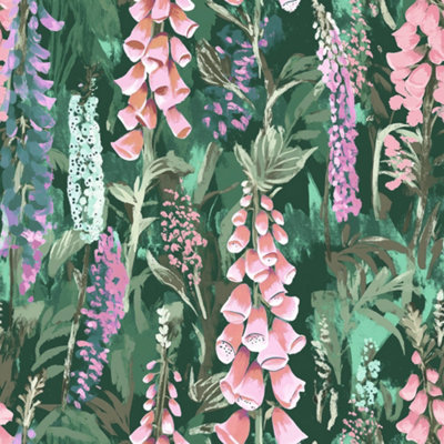 I Love Wallpaper Enchanted Meadow Wallpaper In Greens And Pink from B&Q