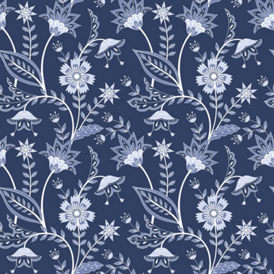 I Love Wallpaper Jacobean Floral Wallpaper In Navy from B&Q